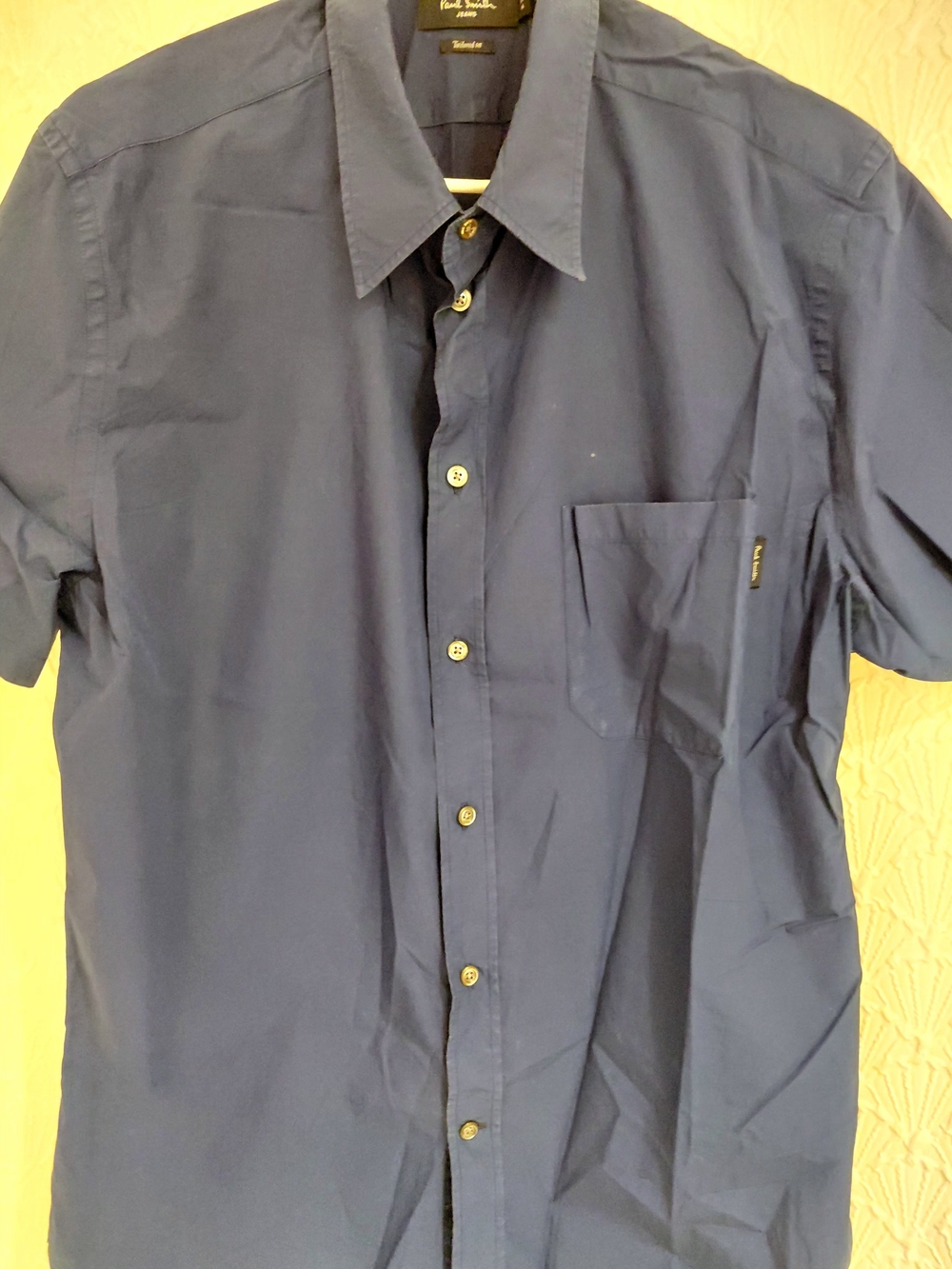 Paul Smith Men's Short-Sleeve Navy Button-Down Shirt XL Slim